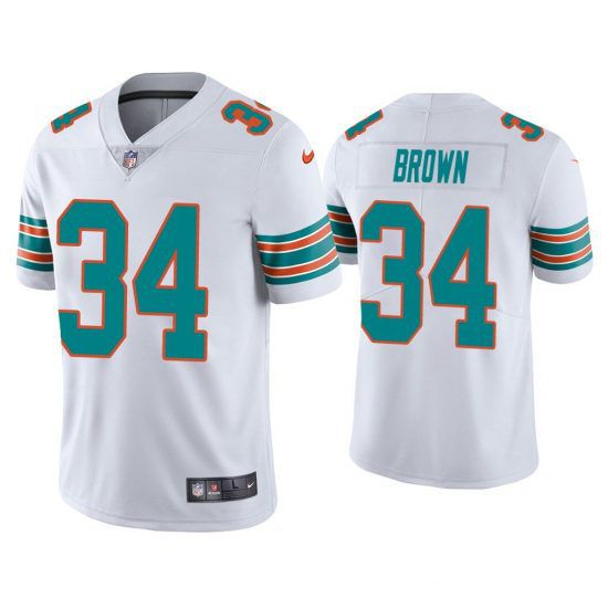 Men Miami Dolphins 34 Malcolm Brown Nike White Vapor Limited NFL Jersey